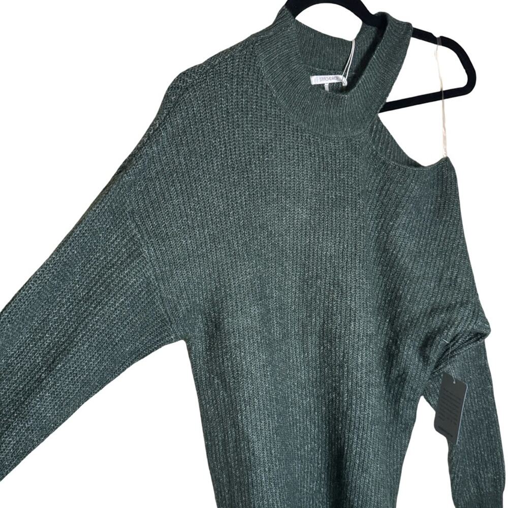 STITCHDROP Knit Cut Out Sweater Dress - Forest Frog Green Size L - Picture 3 of 6